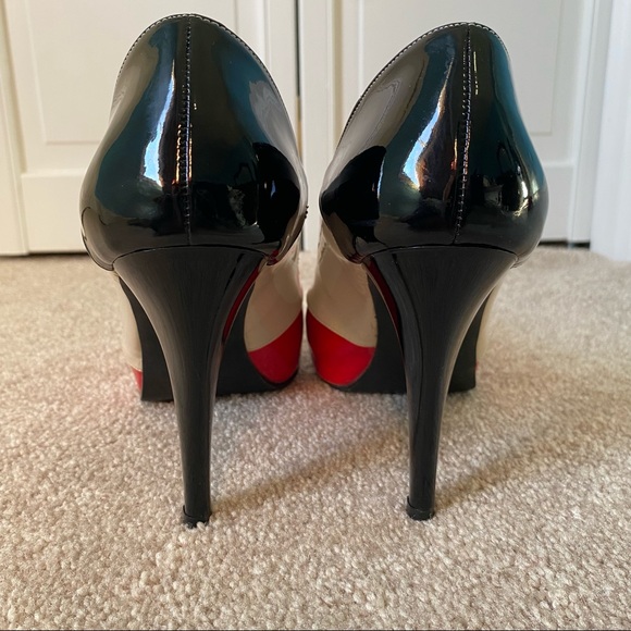 Cream/Black/Red heels with pointed toe size 8 - Picture 5 of 6